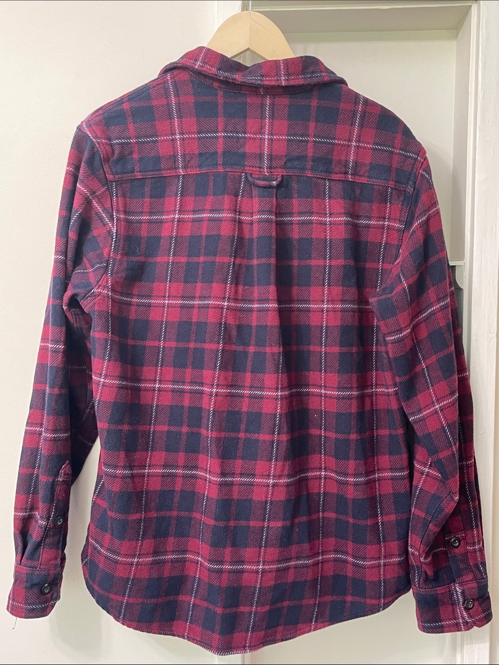 Orvis Big Bear Sangria Red / Navy Blue Tartan Plaid Heavy 100% Cotton Flannel M - Picture 6 of 16